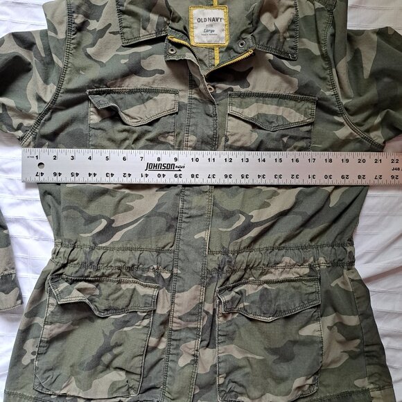 GUC Old Navy L green camouflage army jacket cargo utility chore camo - Picture 10 of 16